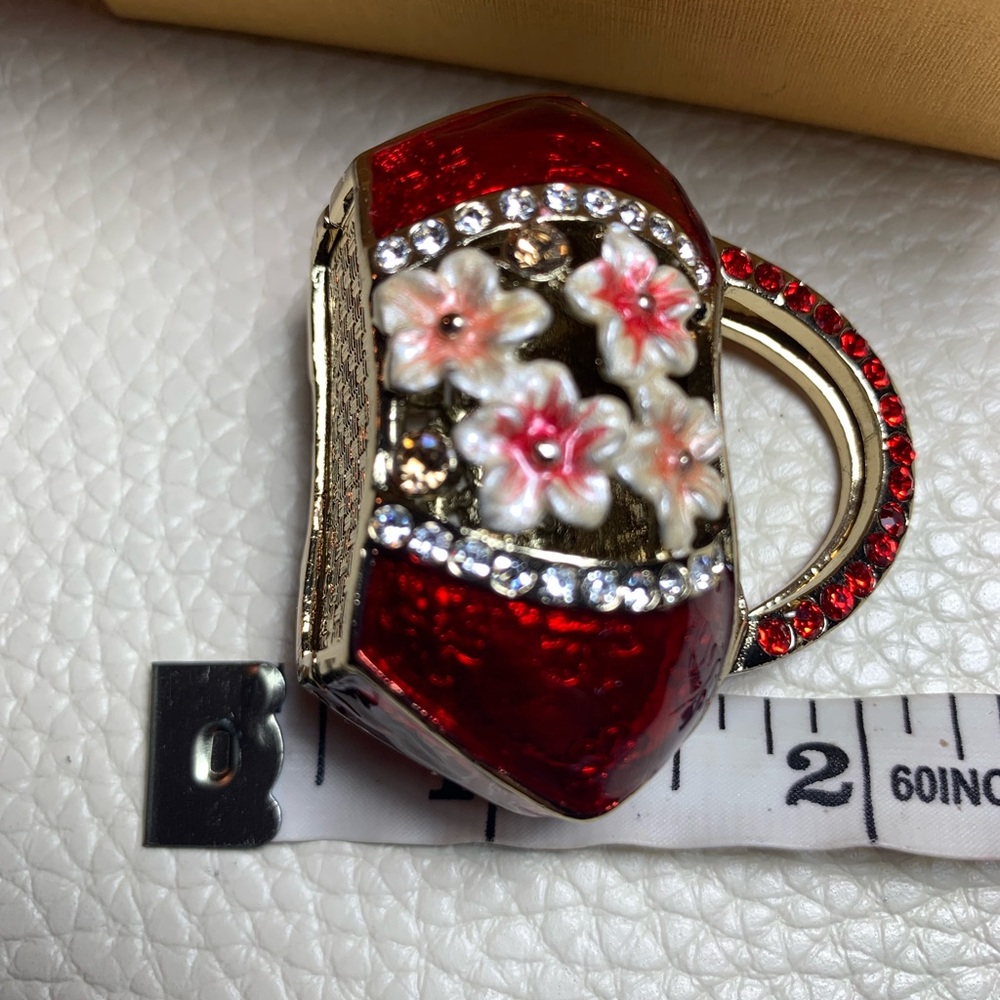 Shalimar Swarovski Red Crystal Floral Handbag trinket. - Picture 3 of 6